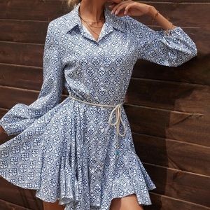 Printed Belt Dress